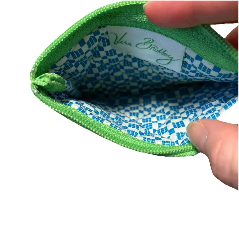 Vera Bradley Coin Purse Retired Apple Green Pattern Zip Closure Daisy - Picture 3 of 4